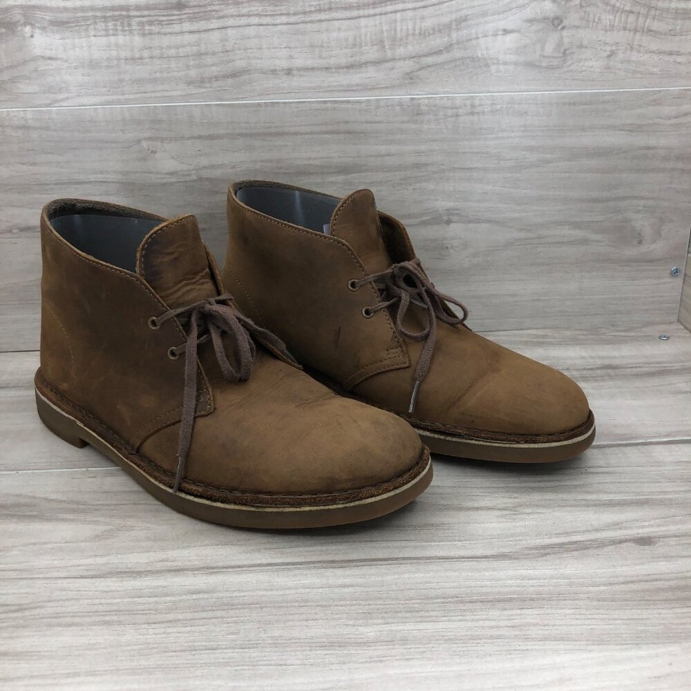 Clarks Boots Mens 10 M Brown Leather Chukka Ankle Boots